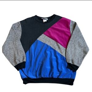 Vintage 80's Color Block Retro Land 'N Sea Sweatshirt Made in the USA Small/ Med